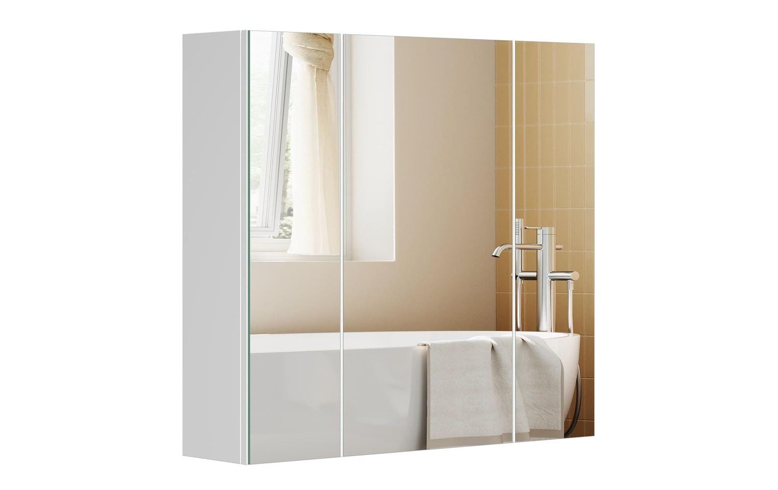 Vasagle Spiegelschrank – 90×15×60 cm, Spanholzplatte, Wandmontiert, Weiss