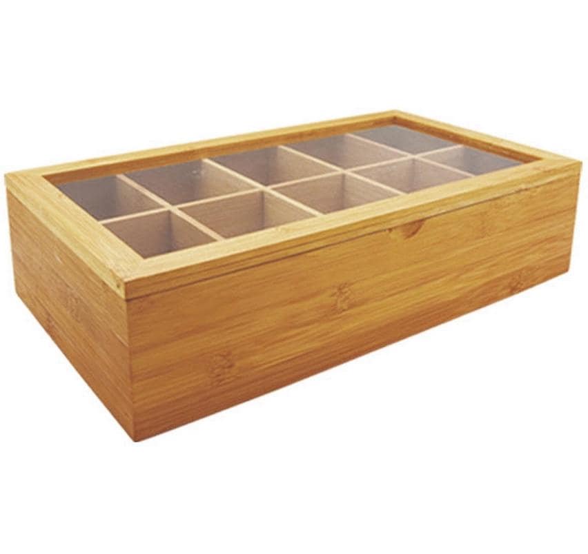 Stronghold Teebeutelbox Bambus, 10 Fächer, 20 × 36 × 9 cm, braun