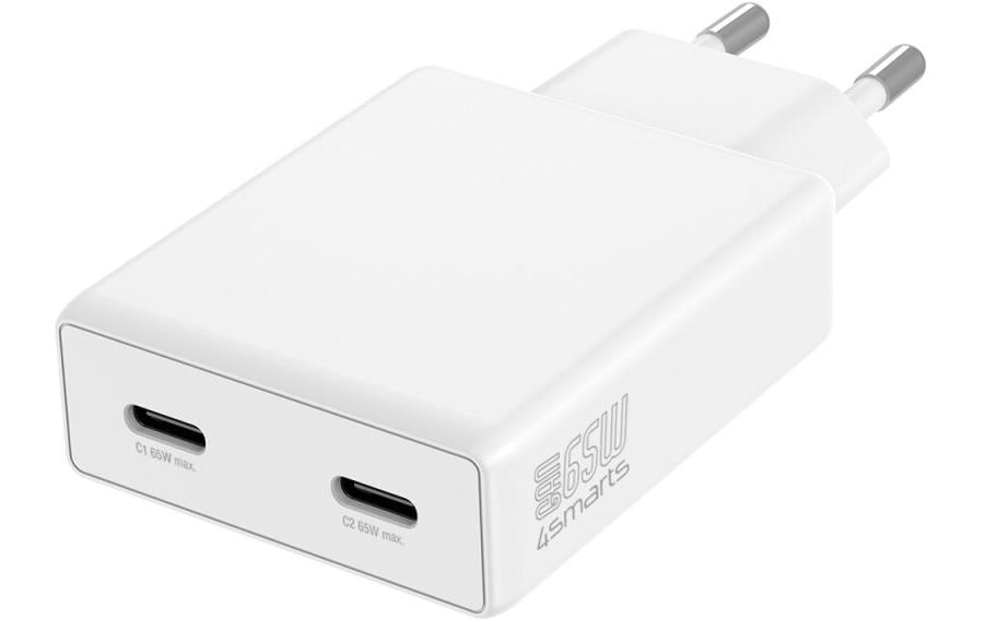 4smarts PDPlug Slim Dual Netzteil – 65 W, 2× USB-C, PD, GaN – für Nintendo Switch, Universal, Laptop u. a.