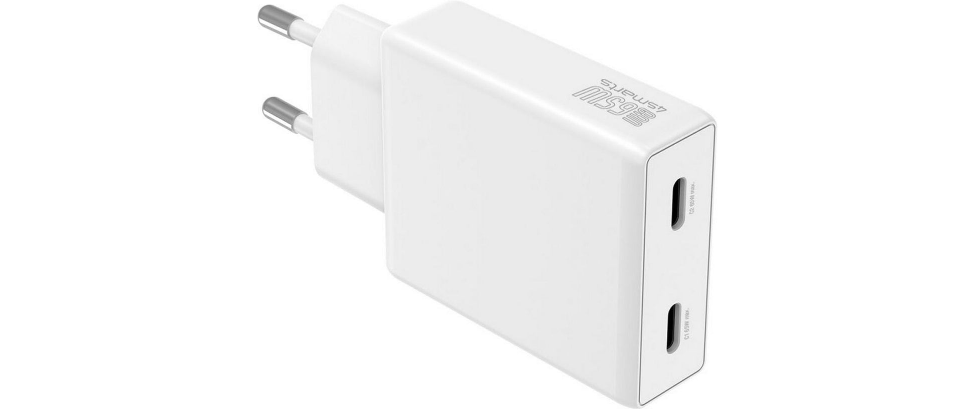 4smarts PDPlug Slim Dual Netzteil – 65 W, 2× USB-C, PD, GaN – für Nintendo Switch, Universal, Laptop u. a.
