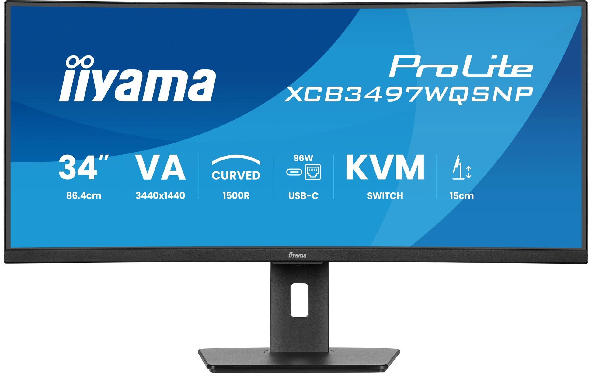 iiyama XCB3497WQSNP-B1 – Monitor, 34" 3440 × 1440 (UQHD), 120 Hz, 350 cd/m²