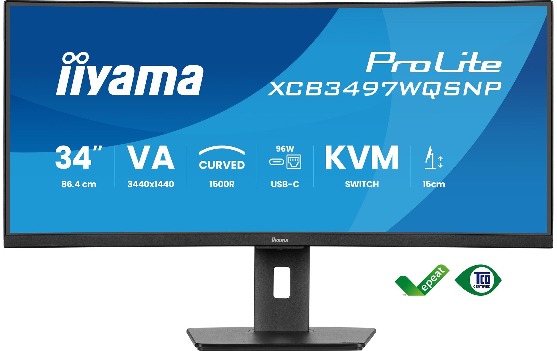iiyama XCB3497WQSNP-B1 – Monitor, 34" 3440 × 1440 (UQHD), 120 Hz, 350 cd/m²