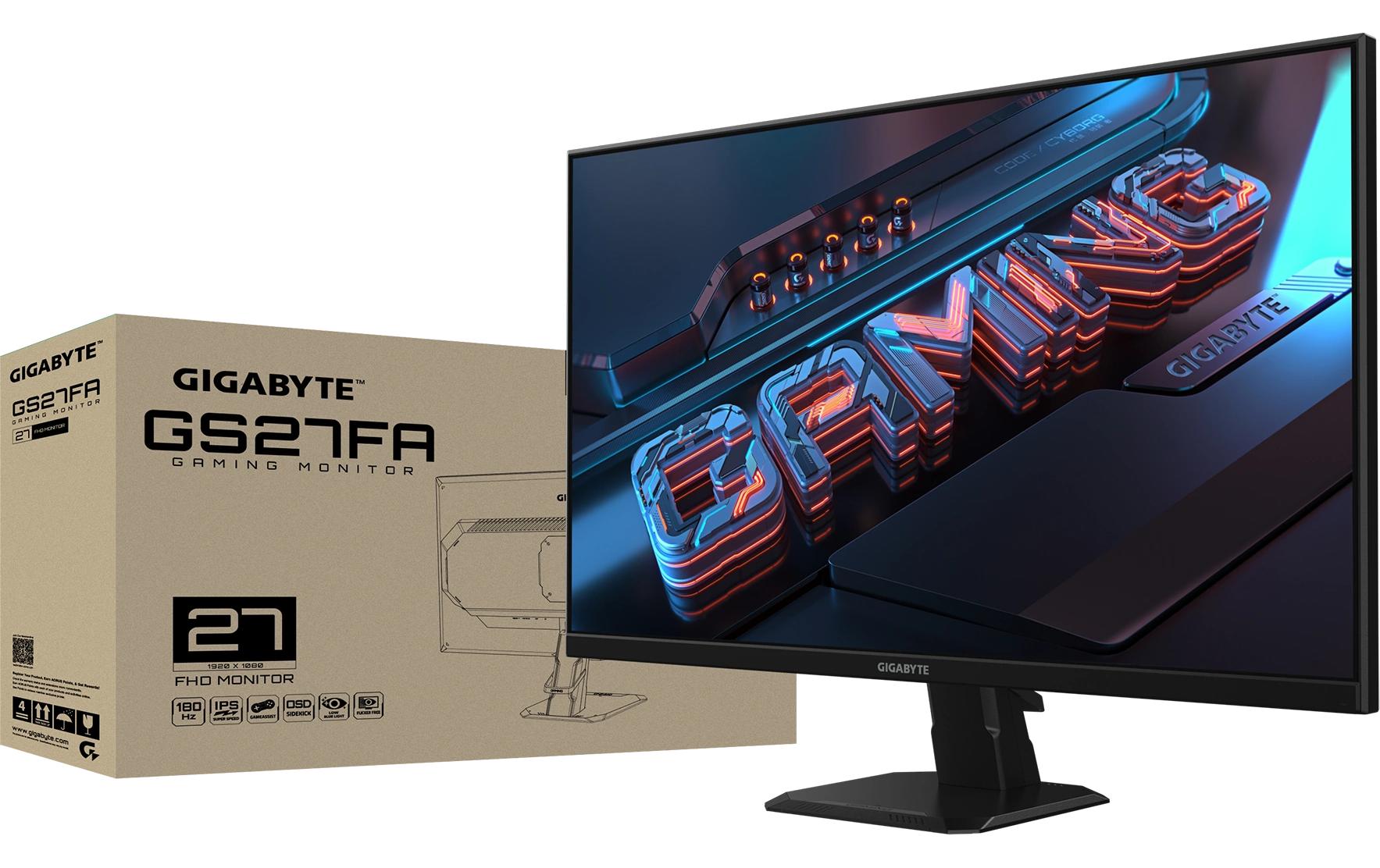 GIGABYTE GS27FA – Monitor, 27", IPS, 180 Hz, 300 cd/m², 2× HDMI 2.0, 1× DisplayPort 1.4