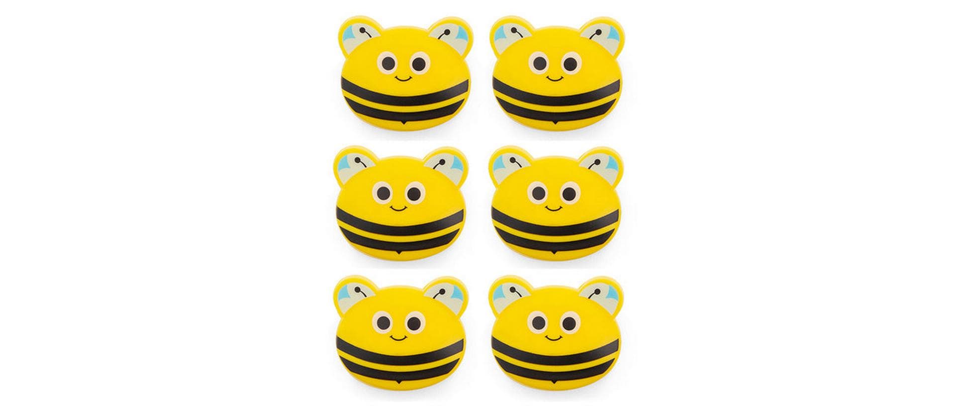Kikkerland Verschlussclips Biene 6er Set, 4,5 × 4 × 3 cm, Polystyrol (PS), Schwarz