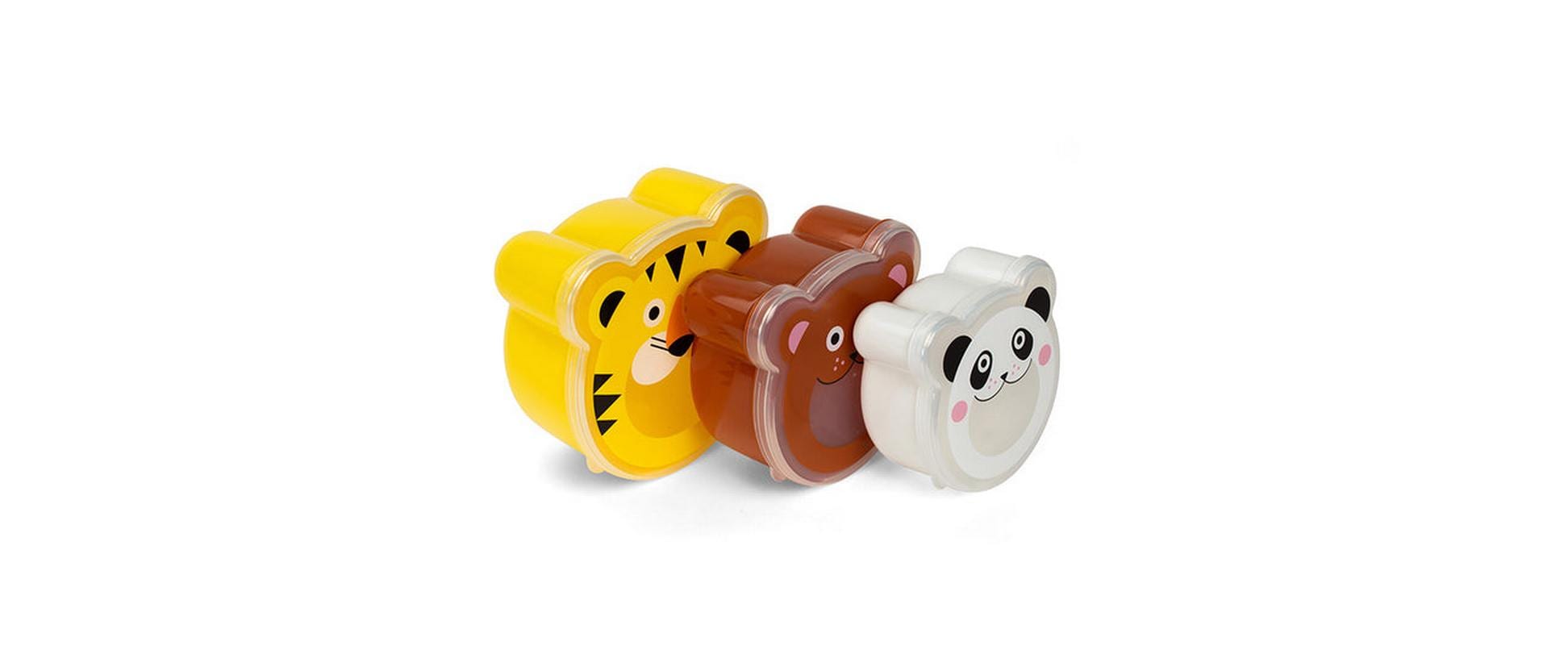 Kikkerland Lunchbox 13 × 13 × 6 cm, Polypropylen (PP), mehrfarbig, 3er-Set