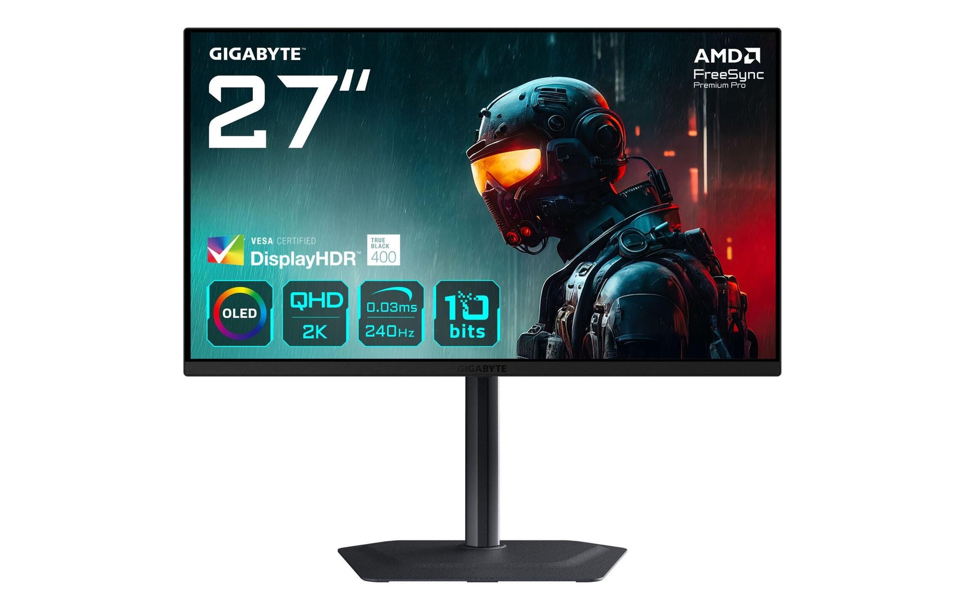 GIGABYTE MO27Q2 – Monitor, 27", 2560 × 1440 (WQHD), OLED, 240 Hz, 250 cd/m²