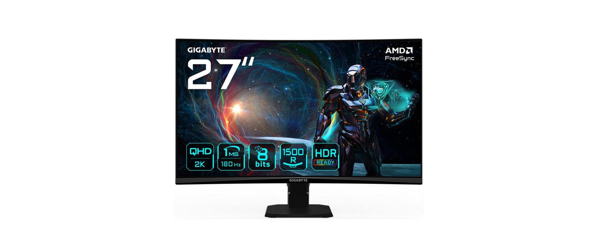 GIGABYTE GS27QCA – Monitor, 27" 2560 × 1440 (WQHD), VA, 180 Hz, 250 cd/m², 2× HDMI 2.1, DisplayPort 1.4