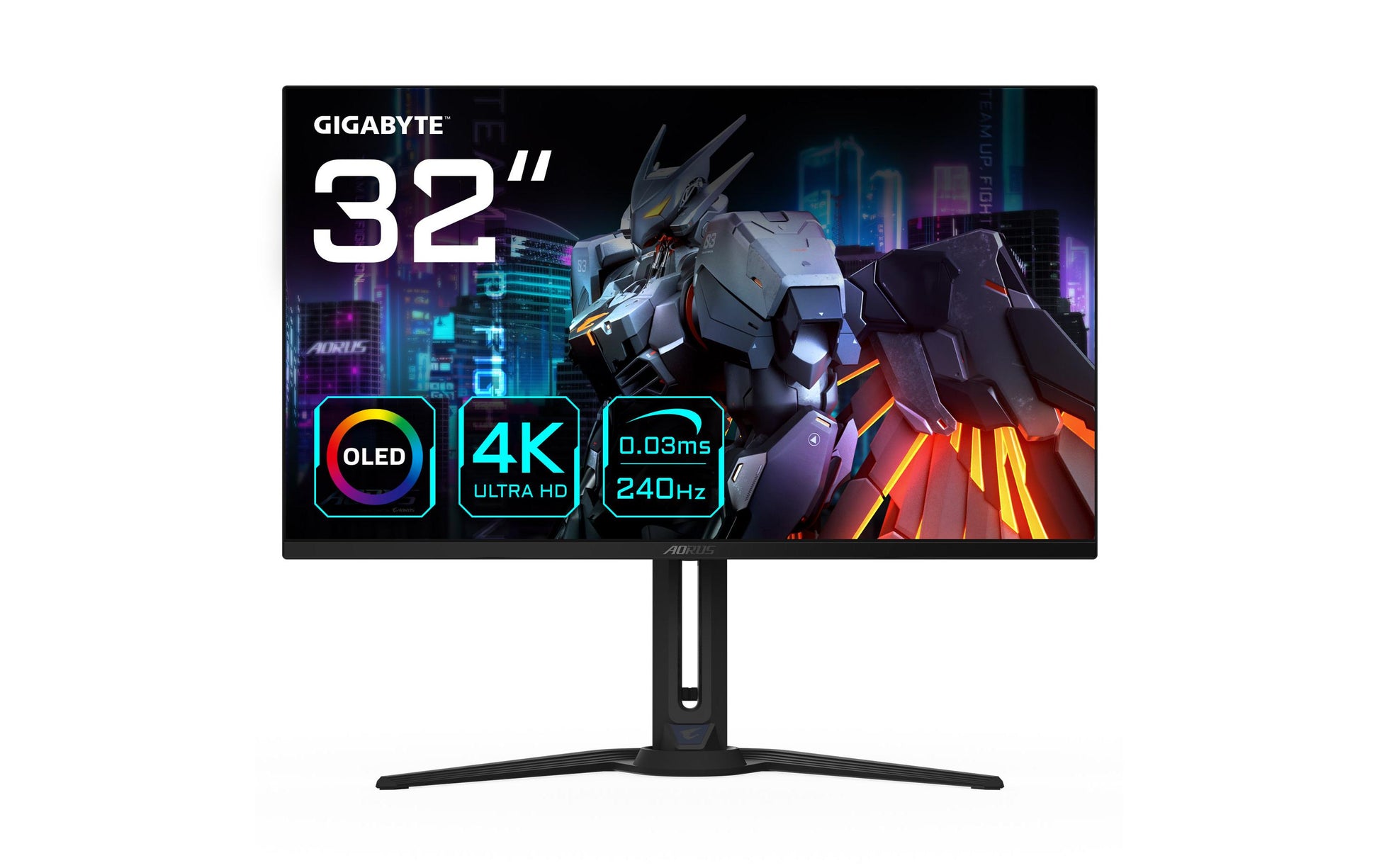 GIGABYTE AORUS FO32U2 – Monitor, 31,5", OLED, 240 Hz, 250 cd/m², 2× HDMI 2.1, 1× DisplayPort 1.4