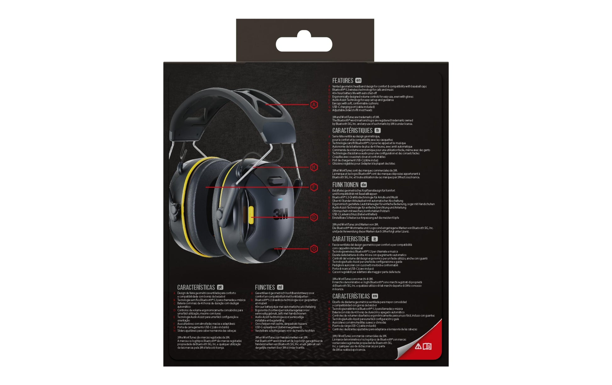 3M WorkTunes Connect Kapselgehörschutz – Bluetooth, mit Mikrofon, 31 dB, Kopfbügel, Schwarz
