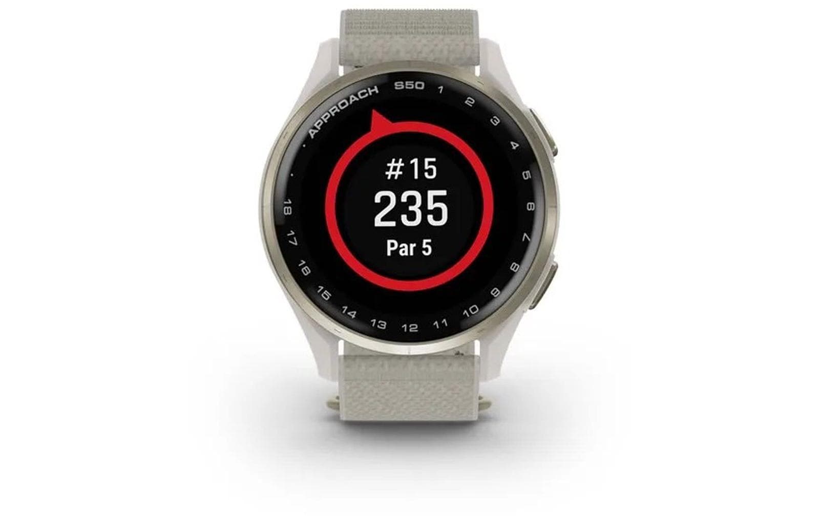 Garmin Approach S50 – GPS-Smartwatch – 42 mm, GPS, Gorilla Glass, 50 m, Elfenbein/Cremegold