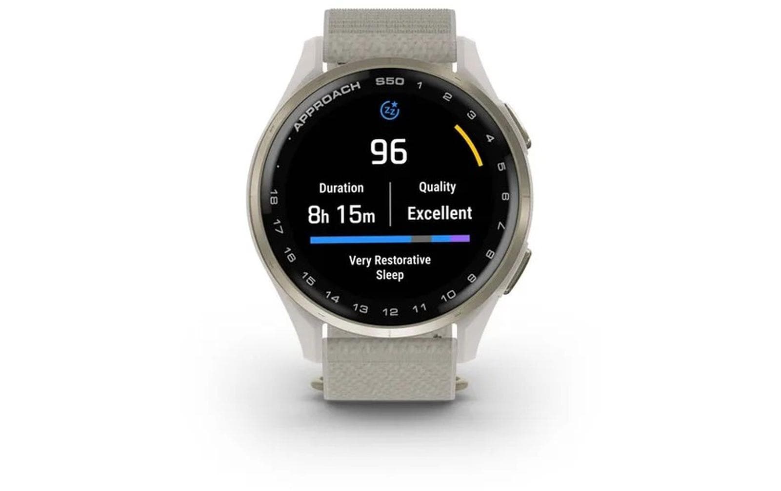 Garmin Approach S50 – GPS-Smartwatch – 42 mm, GPS, Gorilla Glass, 50 m, Elfenbein/Cremegold