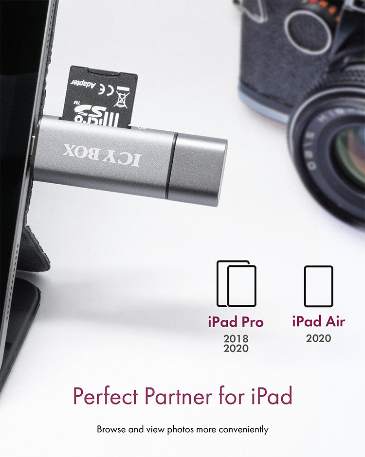 ICY BOX USB-Kartenleser USB 2.0 (480 Mbit/s) – SD/microSD – Aluminiumgehäuse, LED-Anzeige – Schwarz