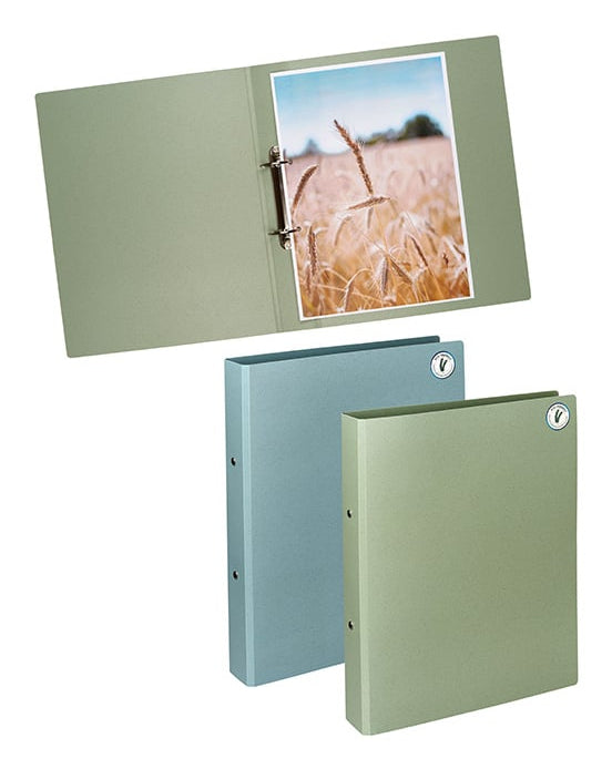 Kolma Zeigebuch – A4 Hochformat – 2-Ring, Ø 35 mm, Rücken 40 mm – Blau, Weizenstroh, Recyclingfähig