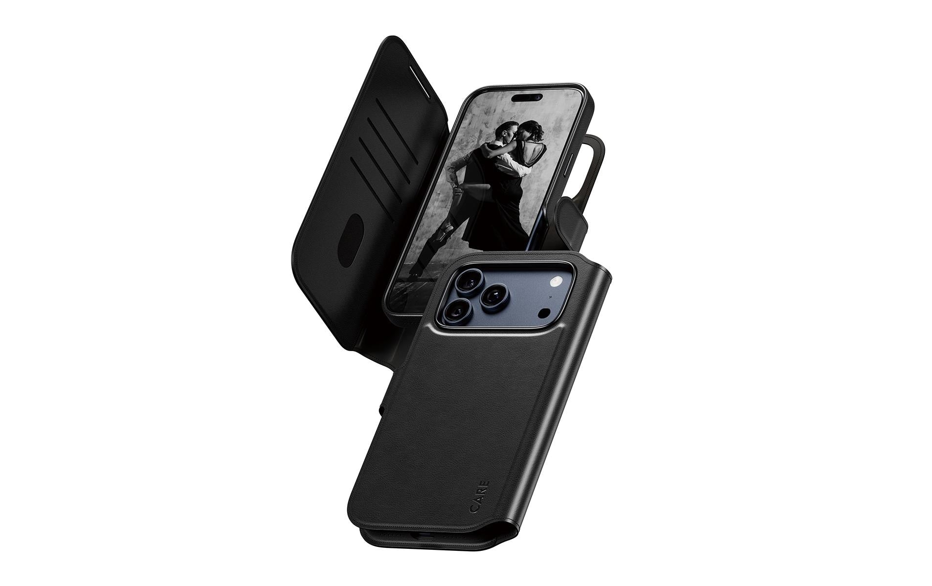 PanzerGlass Booklet-Hülle Tango – für Apple iPhone 17 Pro Max – schwarz – Kunstleder, MagSafe-kompatibel
