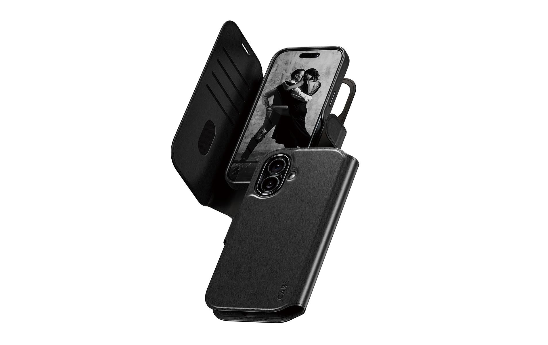 PanzerGlass Booklet-Hülle – für Apple iPhone 17 – schwarz – Kunstleder – MagSafe-kompatibel, mit Kartenfach