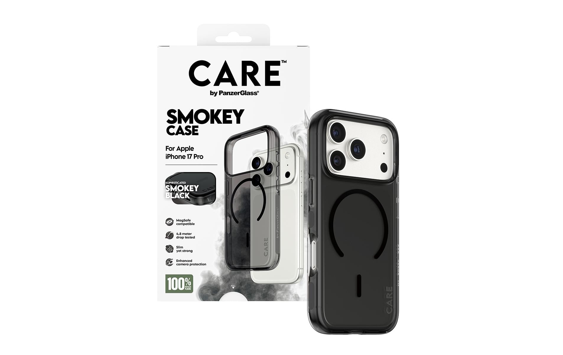 PanzerGlass CARE – Backcover – für Apple iPhone 17 Pro – Smokey/Schwarz – MagSafe kompatibel, kratz- und schockresistent
