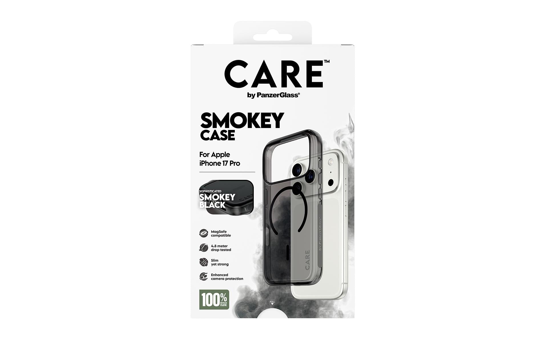 PanzerGlass CARE – Backcover – für Apple iPhone 17 Pro – Smokey/Schwarz – MagSafe kompatibel, kratz- und schockresistent