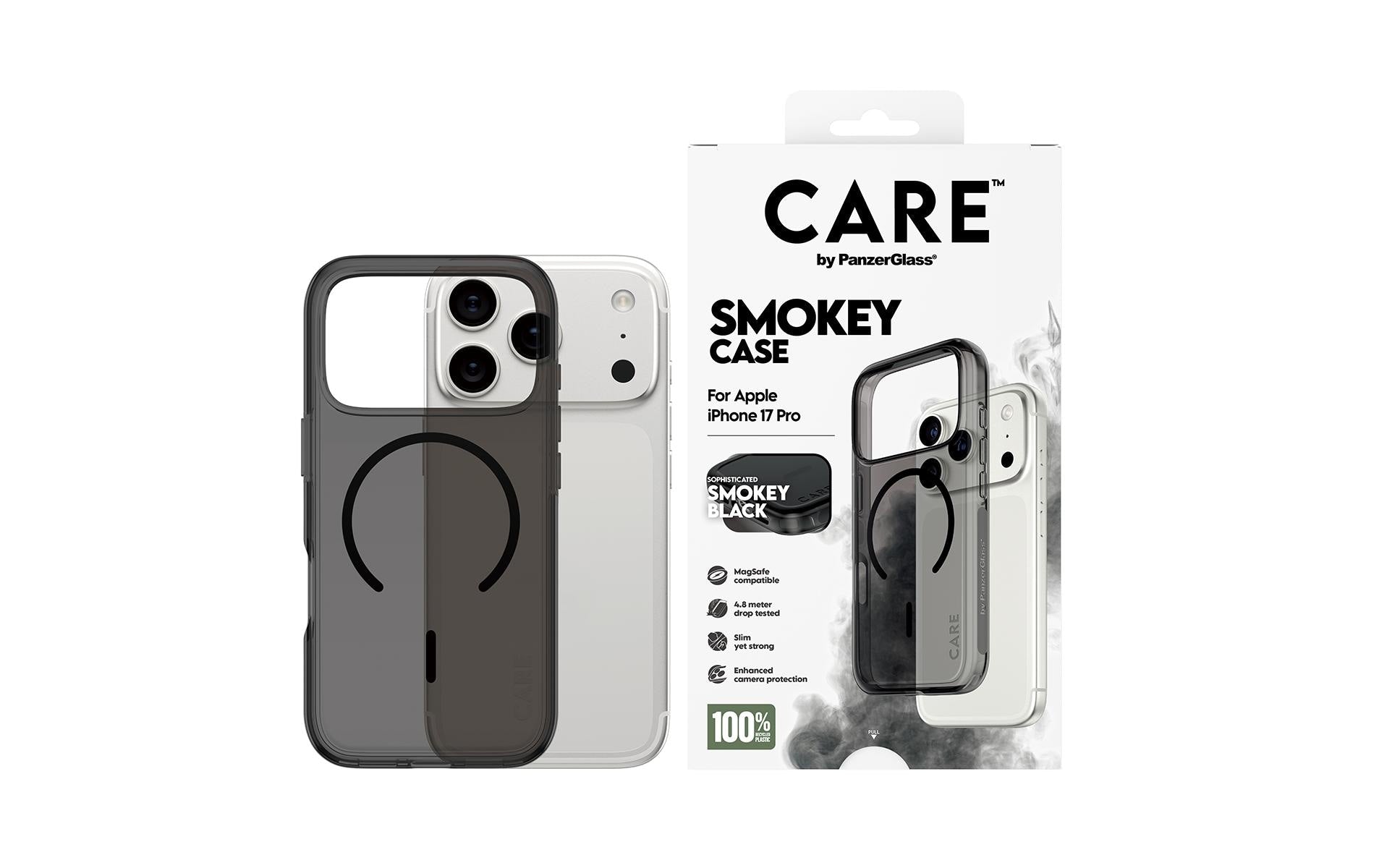PanzerGlass CARE – Backcover – für Apple iPhone 17 Pro – Smokey/Schwarz – MagSafe kompatibel, kratz- und schockresistent