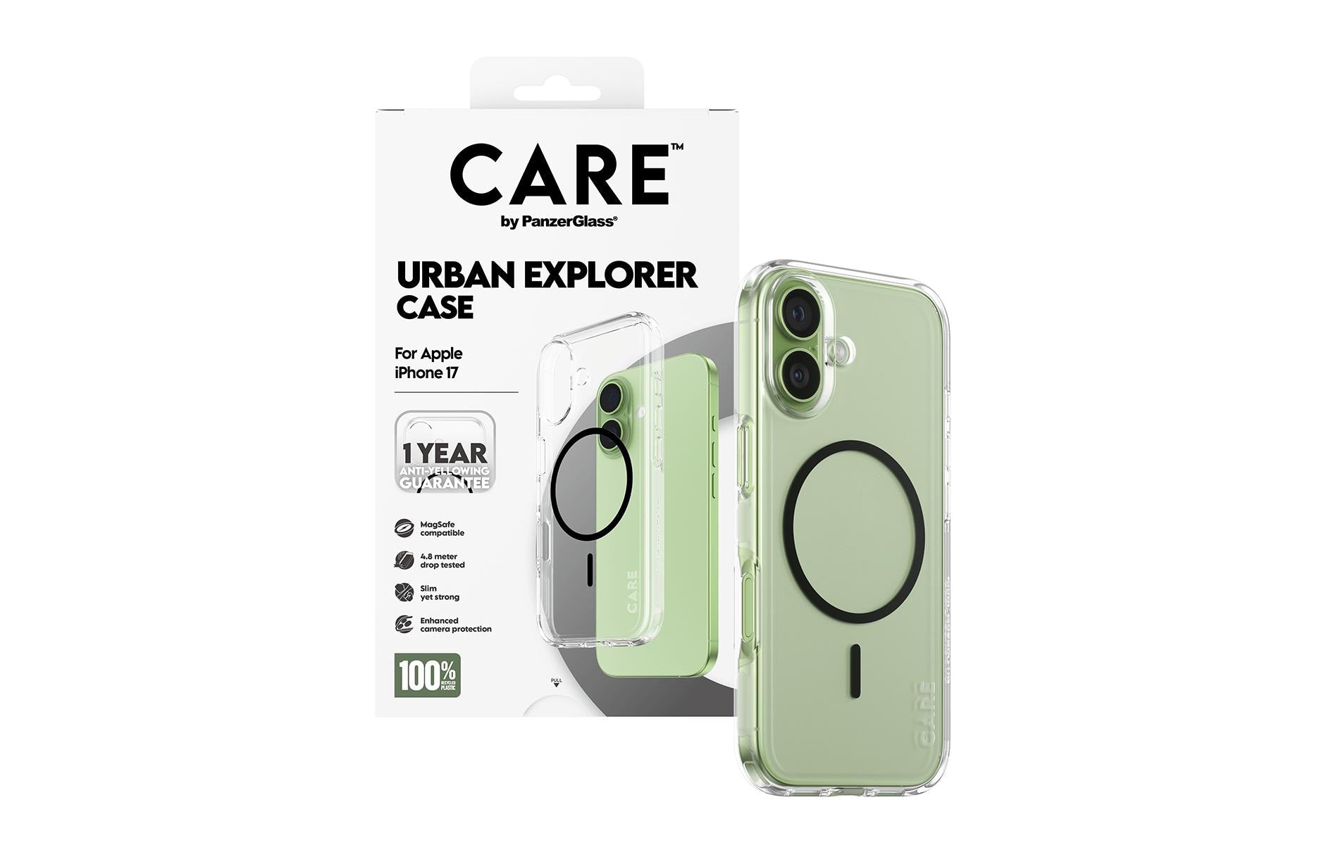PanzerGlass Backcover – für Apple iPhone 17 – transparent/schwarz – TPU – MagSafe-kompatibel