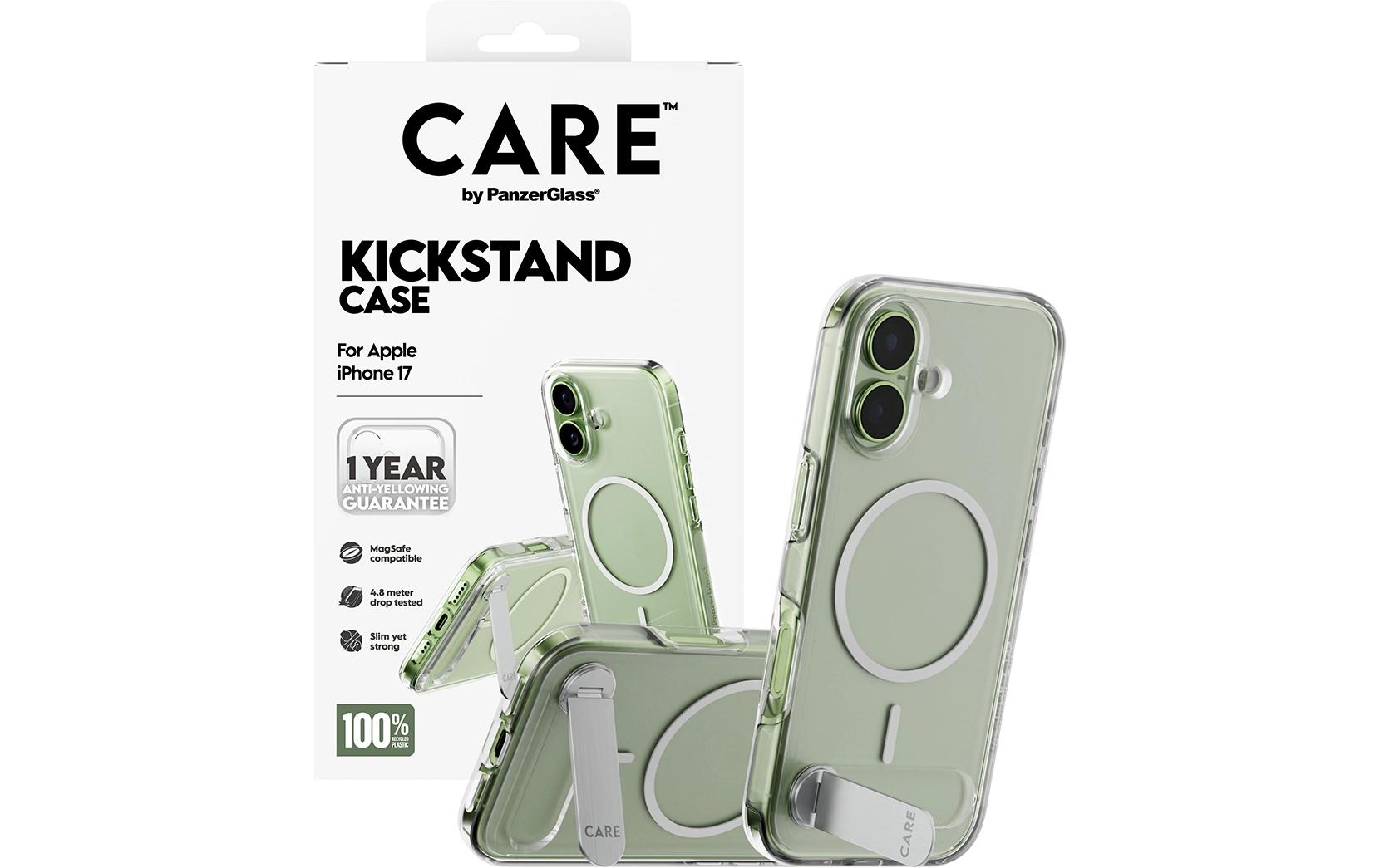 PanzerGlass Backcover CARE – für Apple iPhone 17 – transparent – MagSafe-kompatibel, mit Kickstand