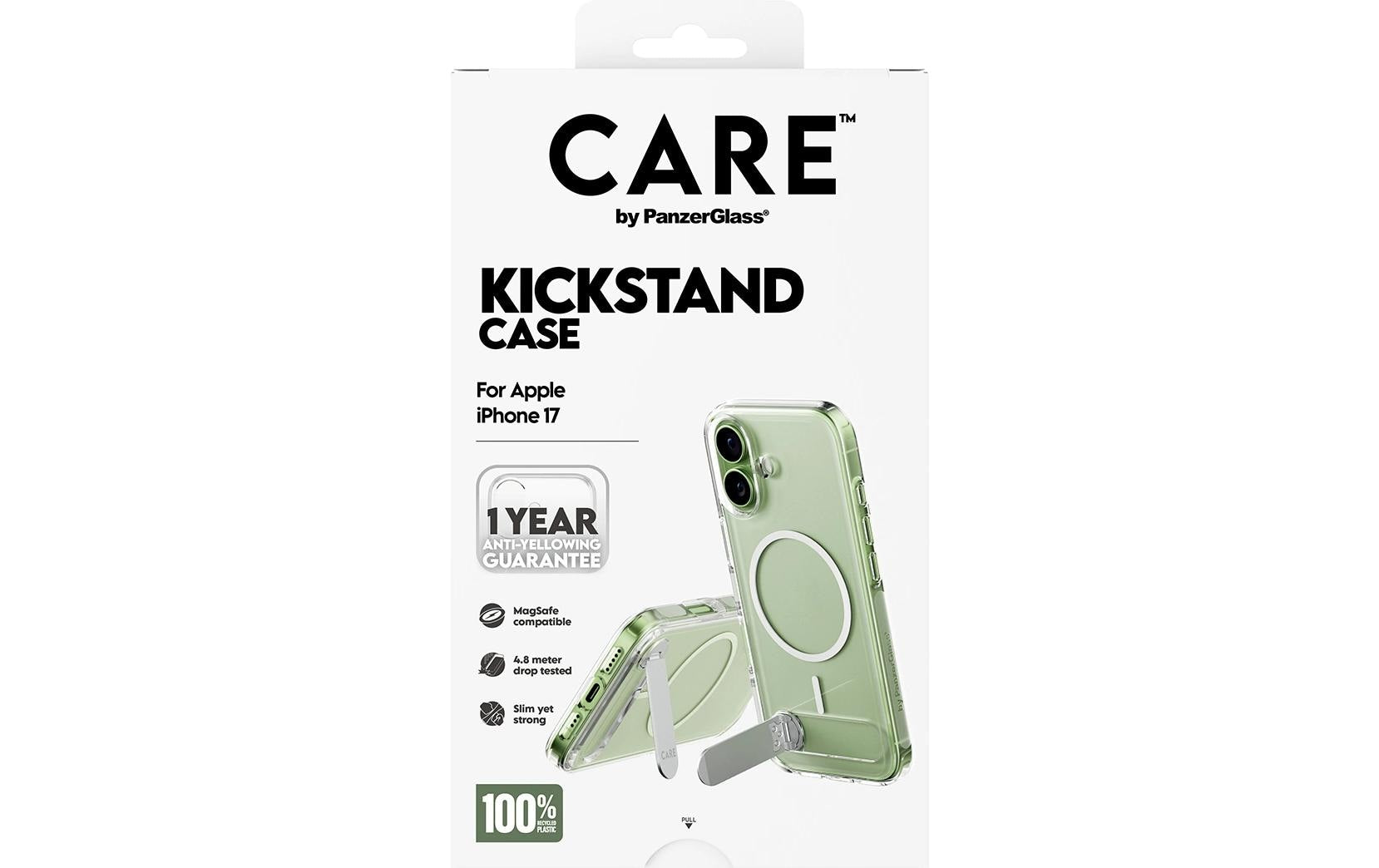 PanzerGlass Backcover CARE – für Apple iPhone 17 – transparent – MagSafe-kompatibel, mit Kickstand
