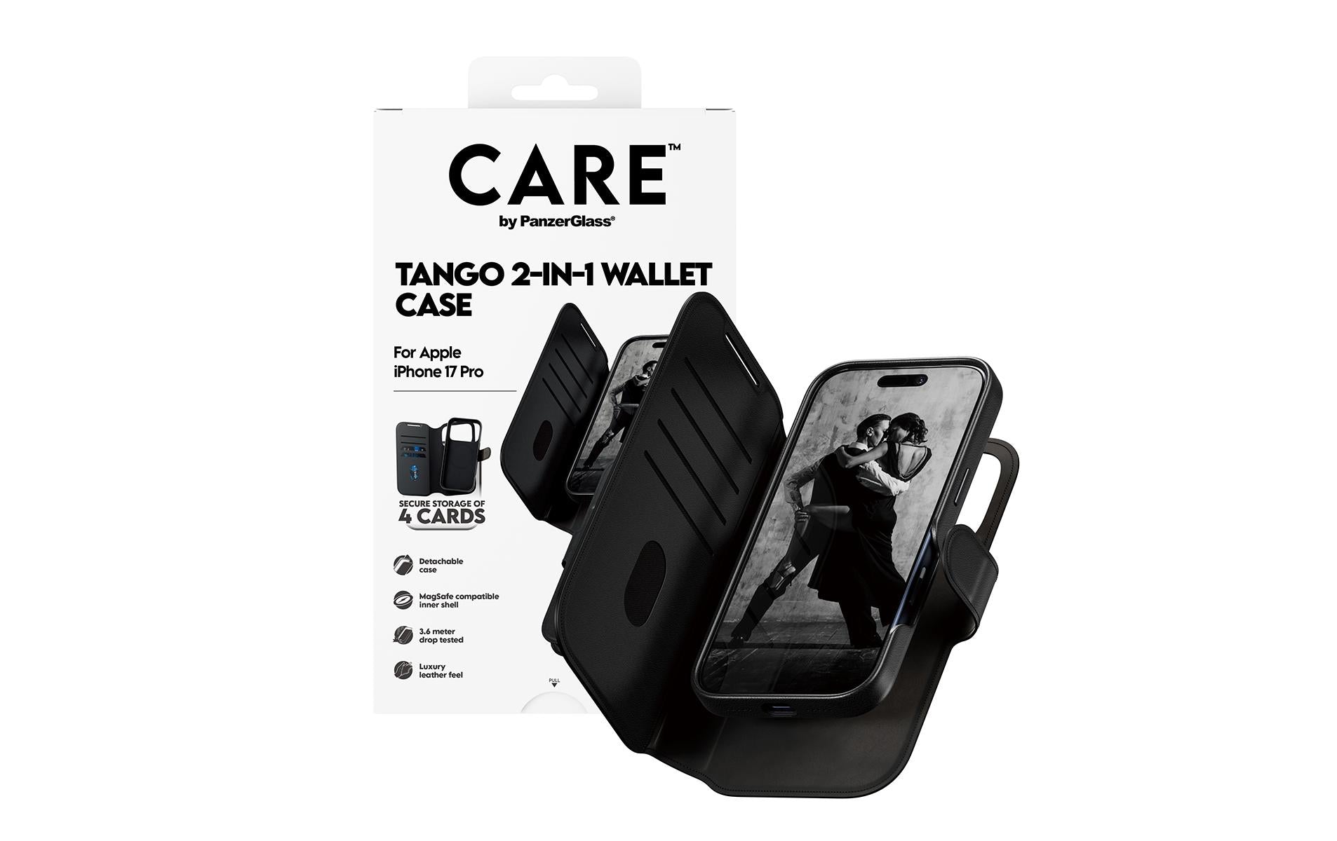 PanzerGlass Booklet-Hülle Feature Case Tango – für Apple iPhone 17 Pro – schwarz – MagSafe-kompatibel