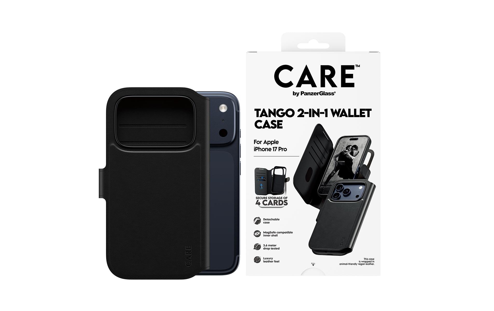 PanzerGlass Booklet-Hülle Feature Case Tango – für Apple iPhone 17 Pro – schwarz – MagSafe-kompatibel
