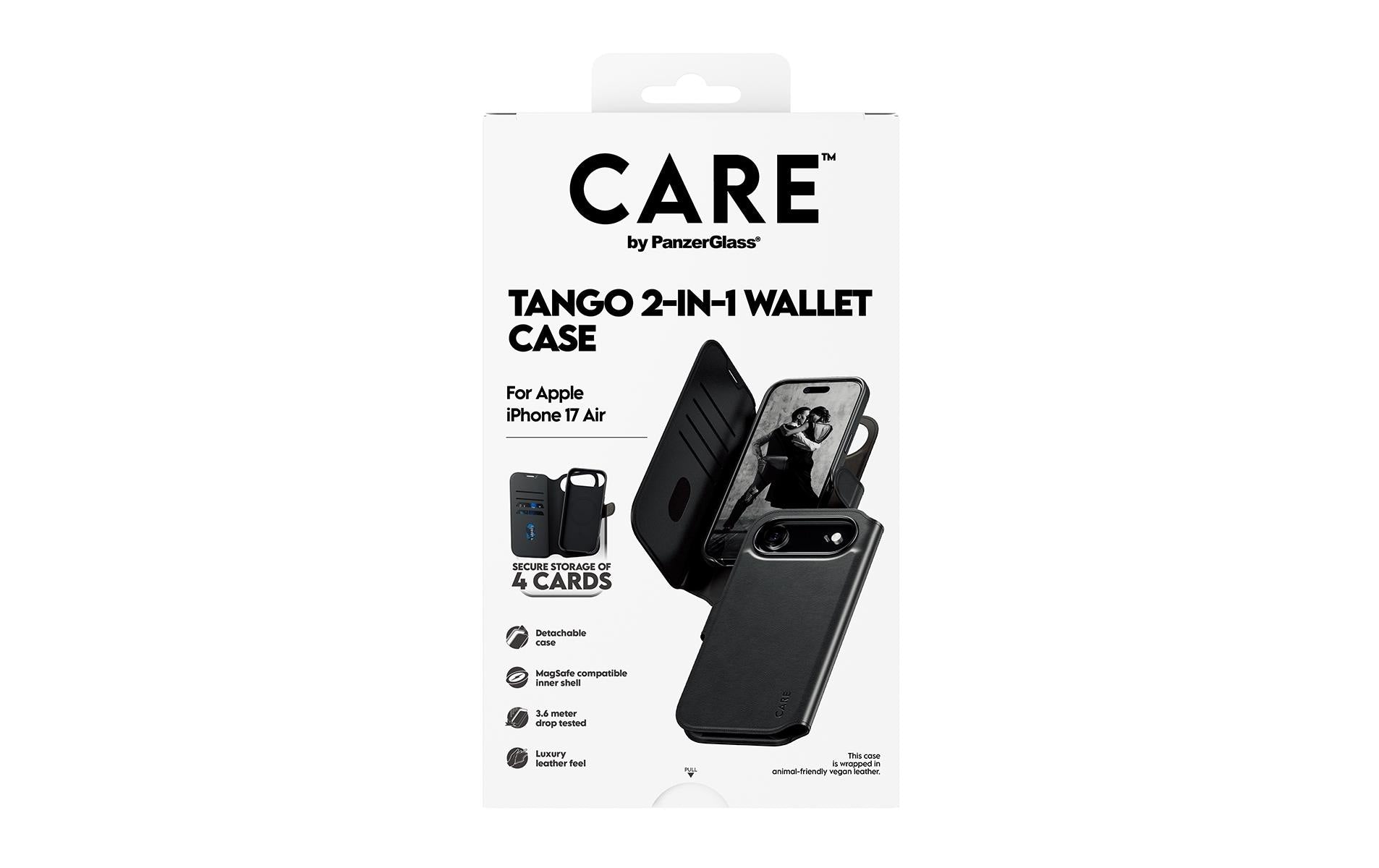 PanzerGlass Booklet-Hülle – für Apple iPhone 17 – schwarz – Kunstleder – mit Kartenfach, MagSafe-kompatibel
