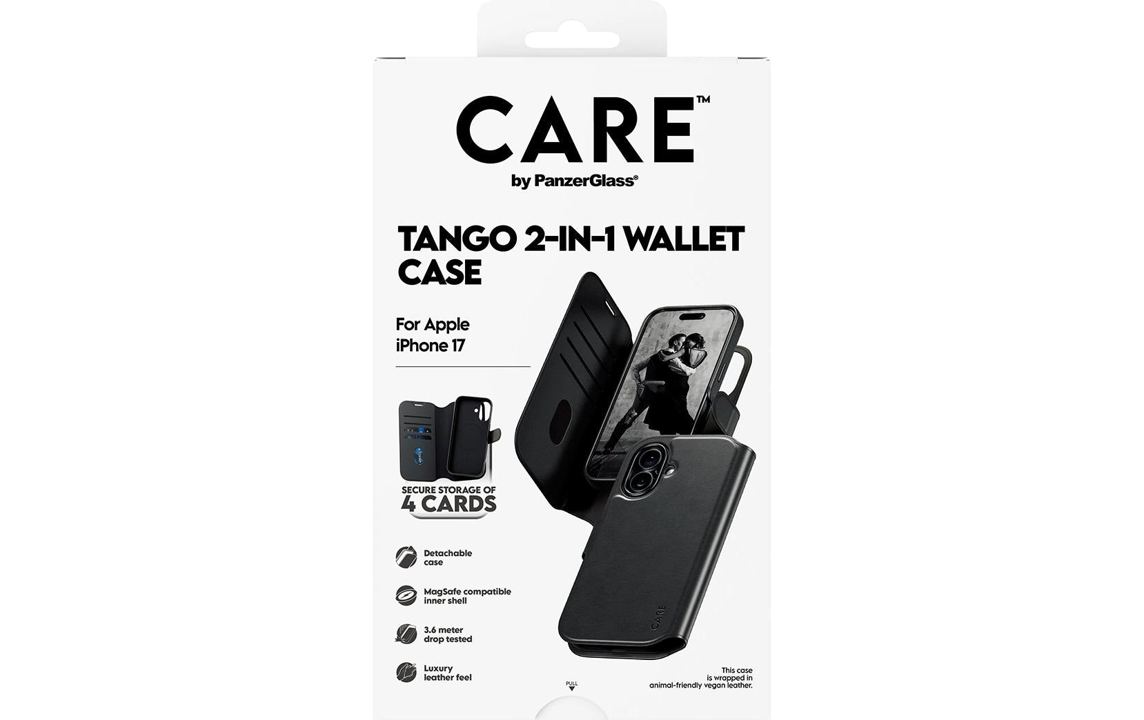 PanzerGlass Booklet-Hülle – für Apple iPhone 17 – schwarz – Kunstleder – MagSafe-kompatibel, mit Kartenfach