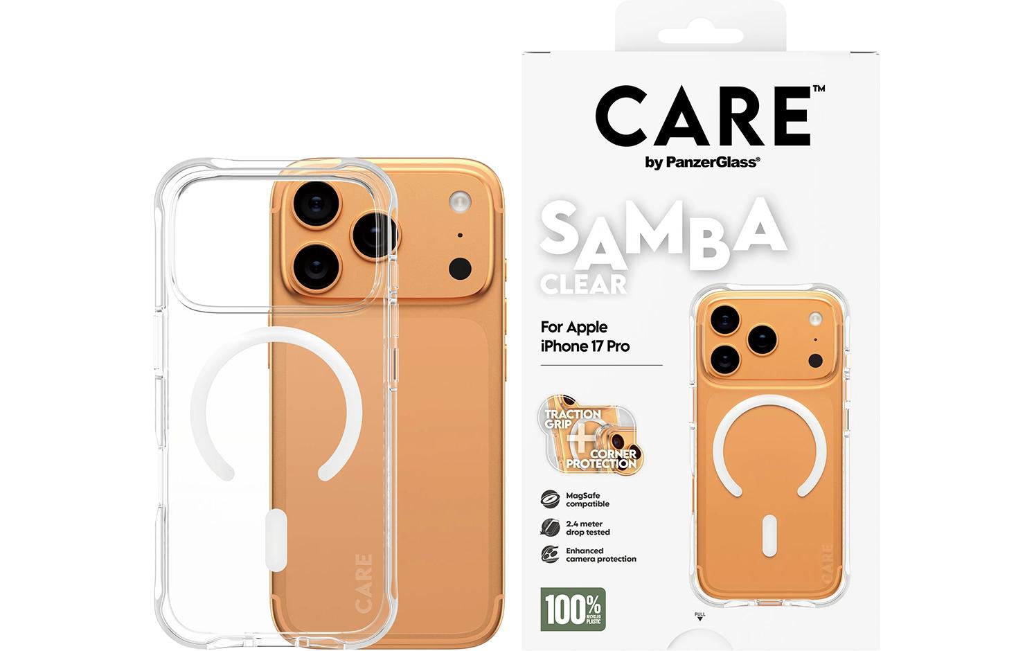 PanzerGlass Backcover Samba – für Apple iPhone 17 Pro – transparent – TPU, MagSafe-kompatibel