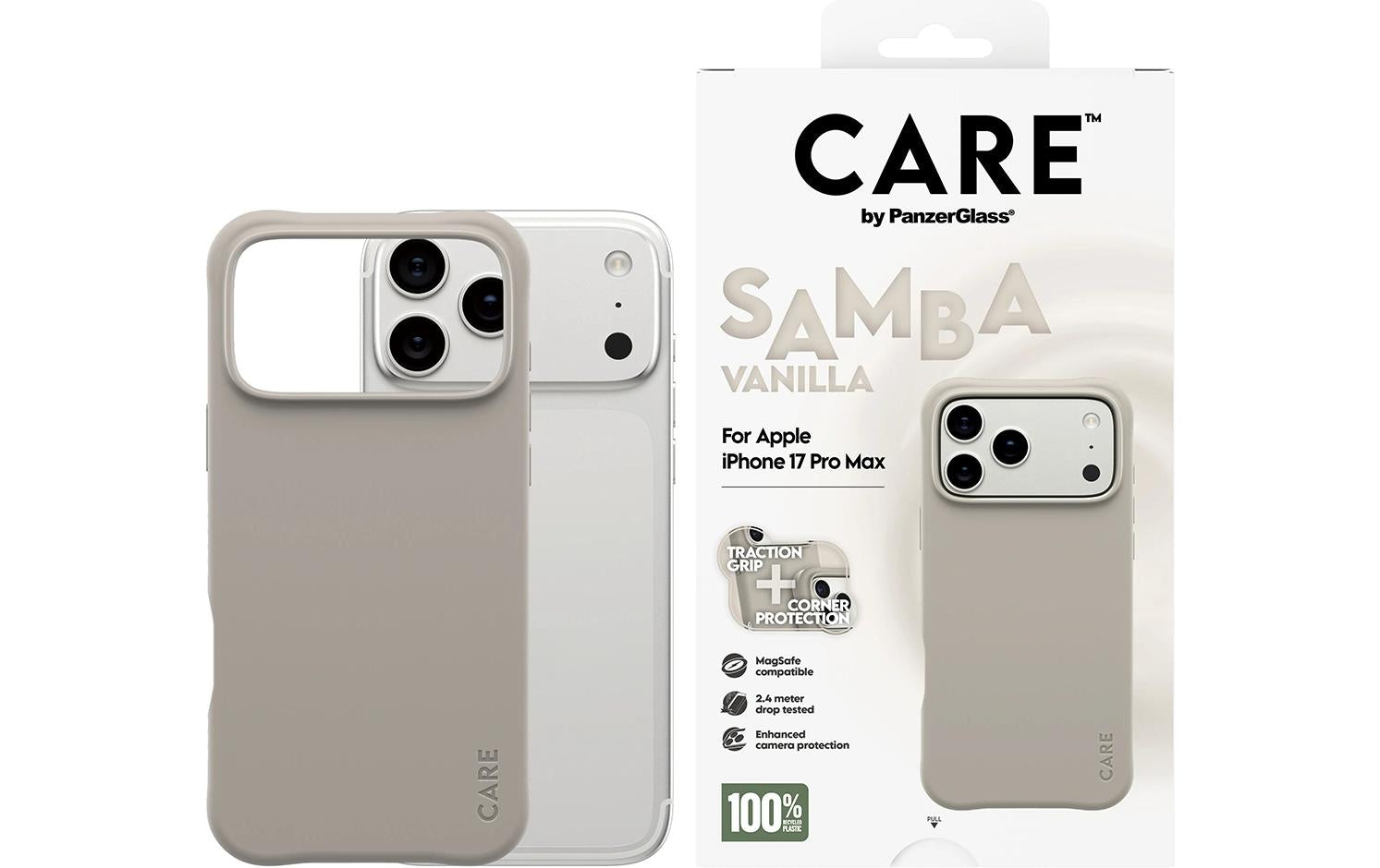 PanzerGlass Backcover CARE Samba – für Apple iPhone 17 Pro Max – beige – TPU, MagSafe-kompatibel