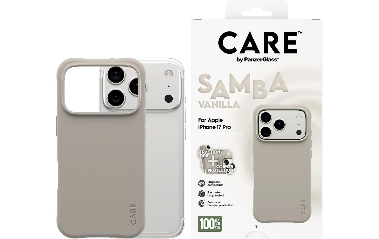 PanzerGlass Backcover Samba – für Apple iPhone 17 Pro – Beige – TPU – MagSafe-kompatibel