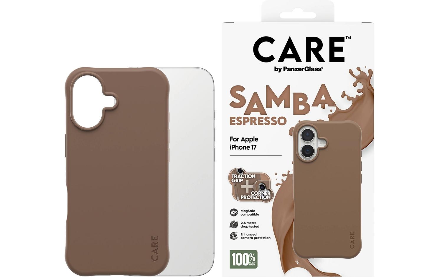 PanzerGlass Backcover CARE Samba – für Apple iPhone 17 – Espresso – TPU, MagSafe-kompatibel