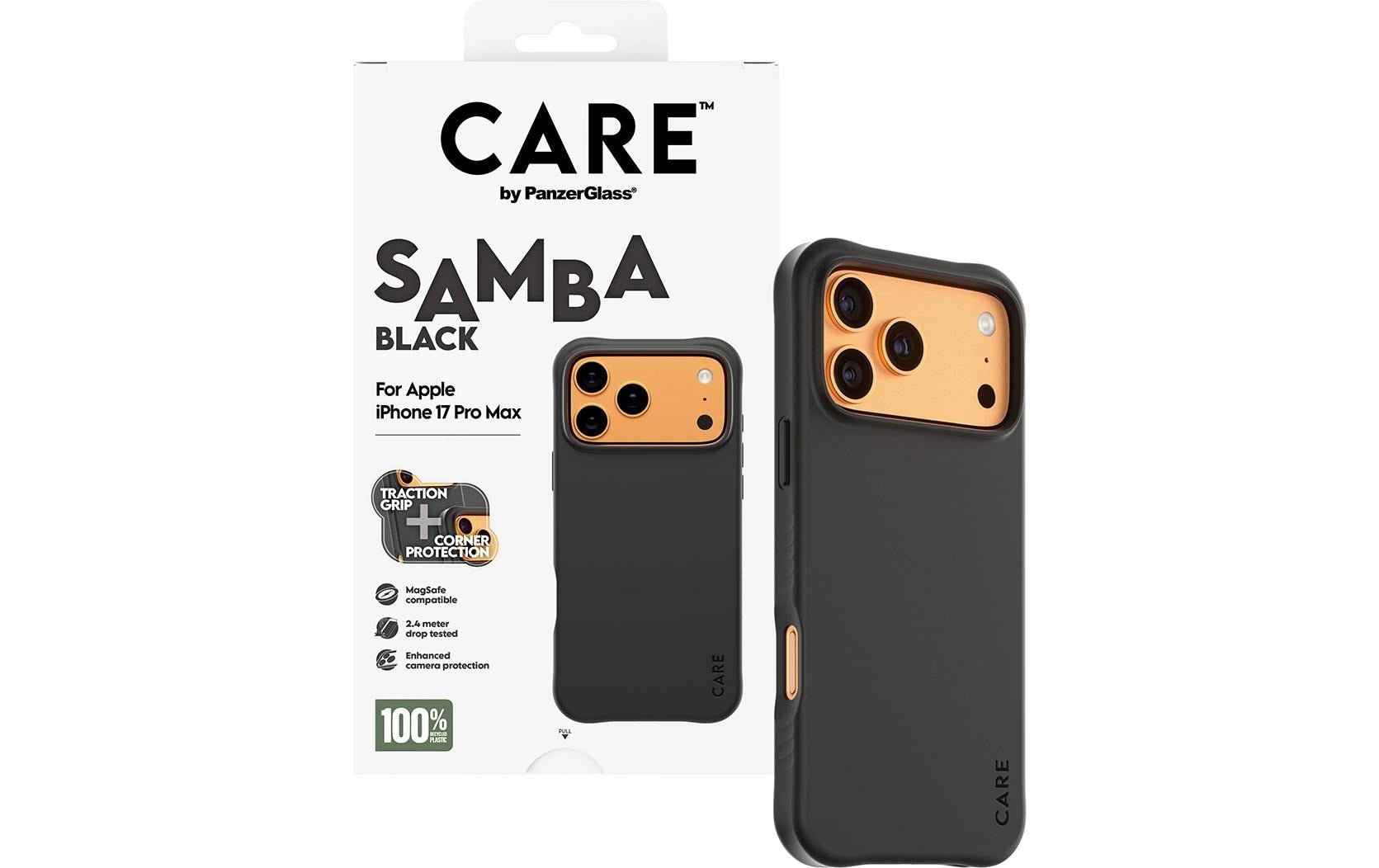 PanzerGlass Backcover Samba – für Apple iPhone 17 Pro Max – schwarz – TPU, MagSafe-kompatibel