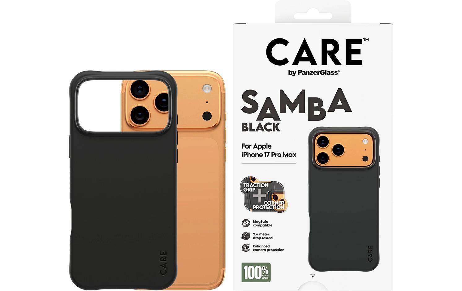 PanzerGlass Backcover Samba – für Apple iPhone 17 Pro Max – schwarz – TPU, MagSafe-kompatibel