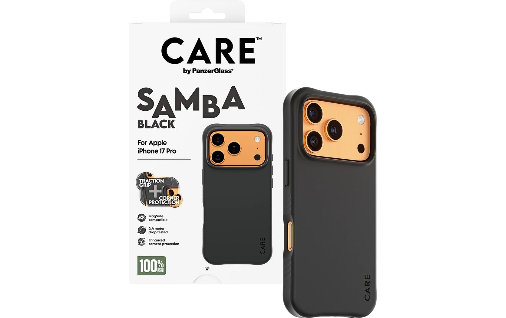PanzerGlass Backcover Samba – für Apple iPhone 17 Pro – schwarz – TPU, MagSafe-kompatibel