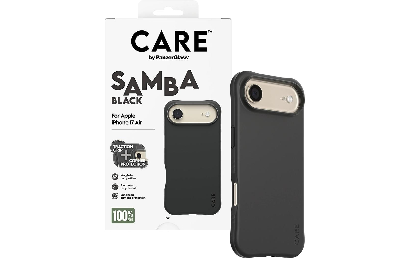 PanzerGlass Backcover Fashionable Case Samba – für Apple iPhone 17 Air – schwarz – TPU, MagSafe-kompatibel
