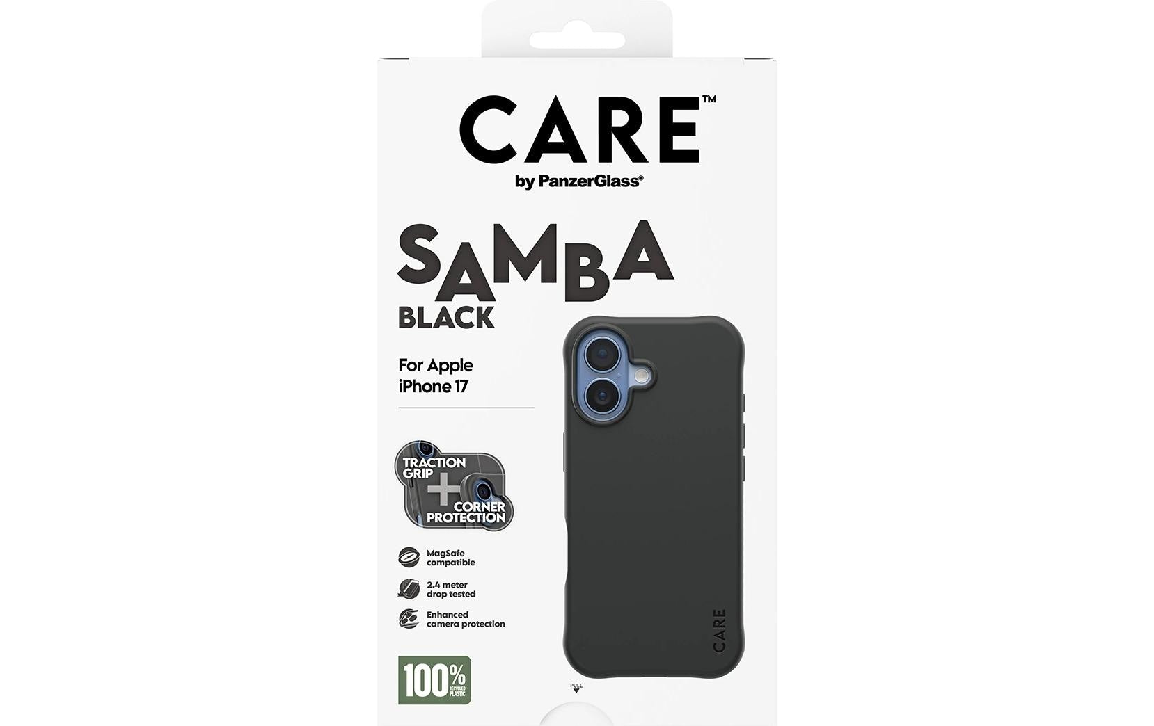 PanzerGlass Backcover CARE Fashionable Case Samba – für Apple iPhone 17 – schwarz – TPU – MagSafe-kompatibel
