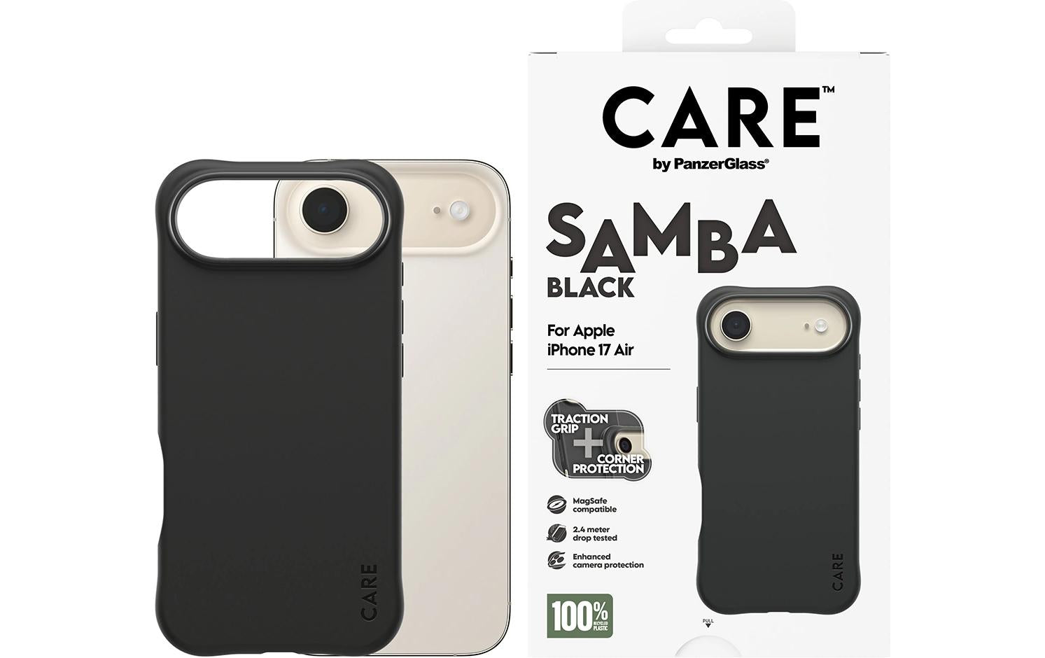 PanzerGlass Backcover Fashionable Case Samba – für Apple iPhone 17 Air – schwarz – TPU, MagSafe-kompatibel