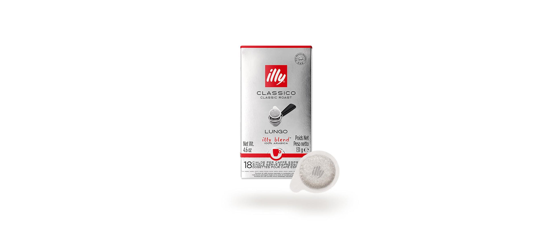 Illy Classico Lungo – Kaffeepads für E.S.E. – Intensität 5, 18 Pads