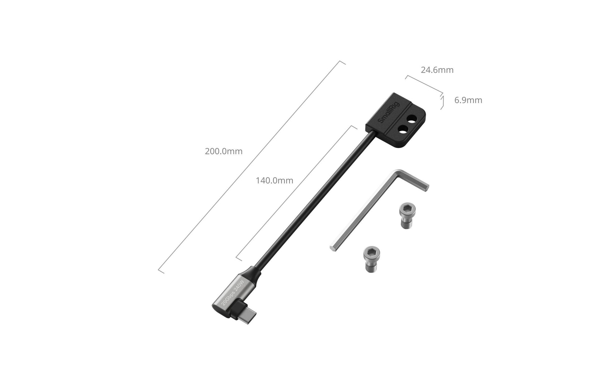 SmallRig USB-C Verlängerungskabel (Stecker auf Buchse) – USB 3.2 Gen 2x2 (20 Gbit/s) – 0,2 m – PD 240 W
