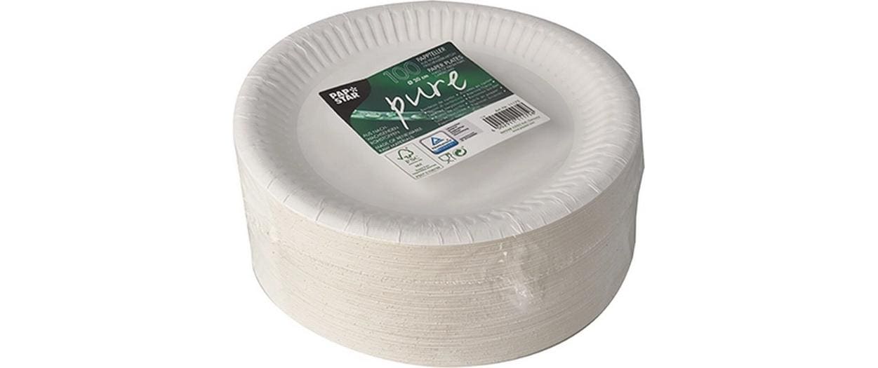 Papstar Teller, Papier/Karton – Ø 20 cm, weiss – FSC – 100 Stk.