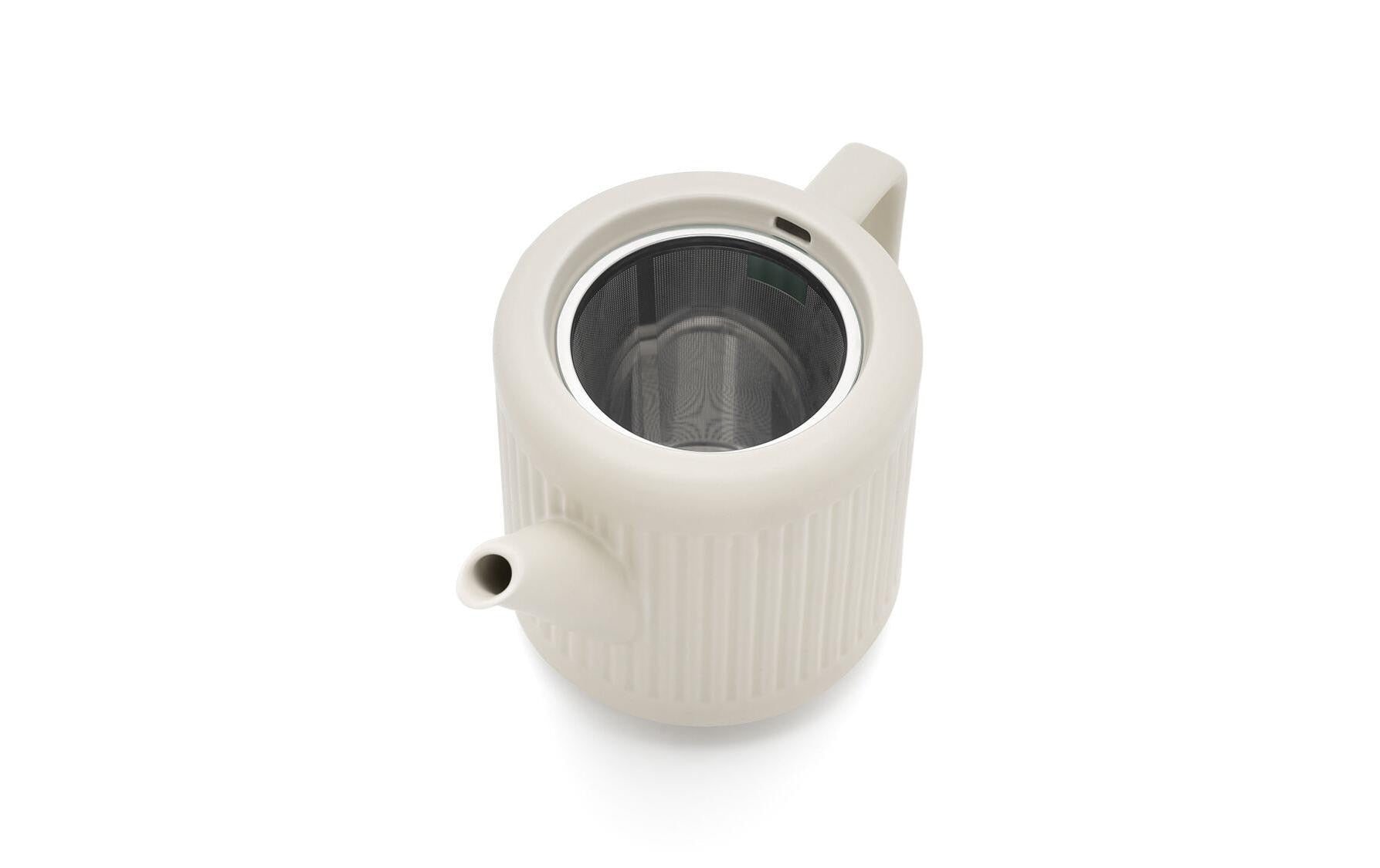 Bredemeijer Teekanne – 1,2 l, 12,5 × 15,5 × 22,5 cm, Porzellan/Edelstahl, Weiss, mit Edelstahlfilter