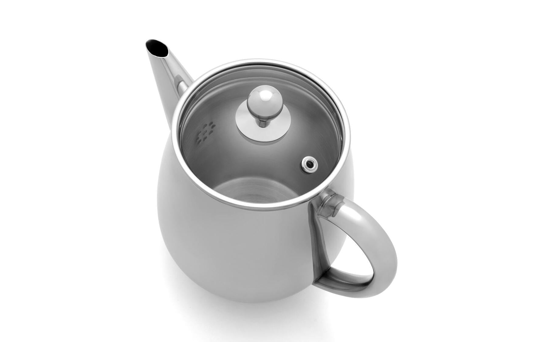 Bredemeijer Teekanne Duet Eva – 1,1 l, 23,0 × 14,5 × 19,5 cm, Edelstahl/Glas, Silber, mit Teefilter