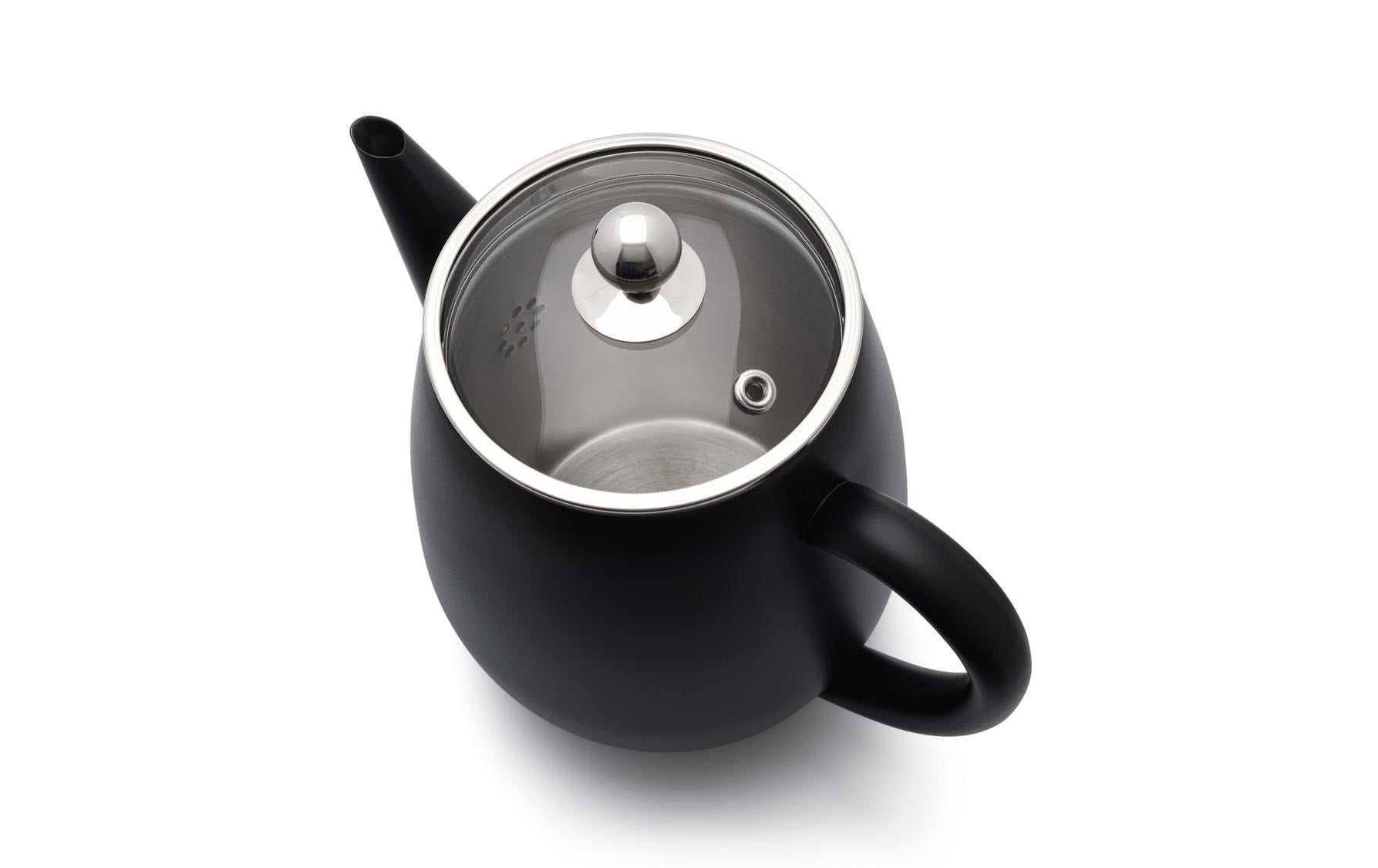 Bredemeijer Teekanne – 1,1 l, Glas/Edelstahl, Schwarz/Transparent, mit Teefilter, spülmaschinenfest