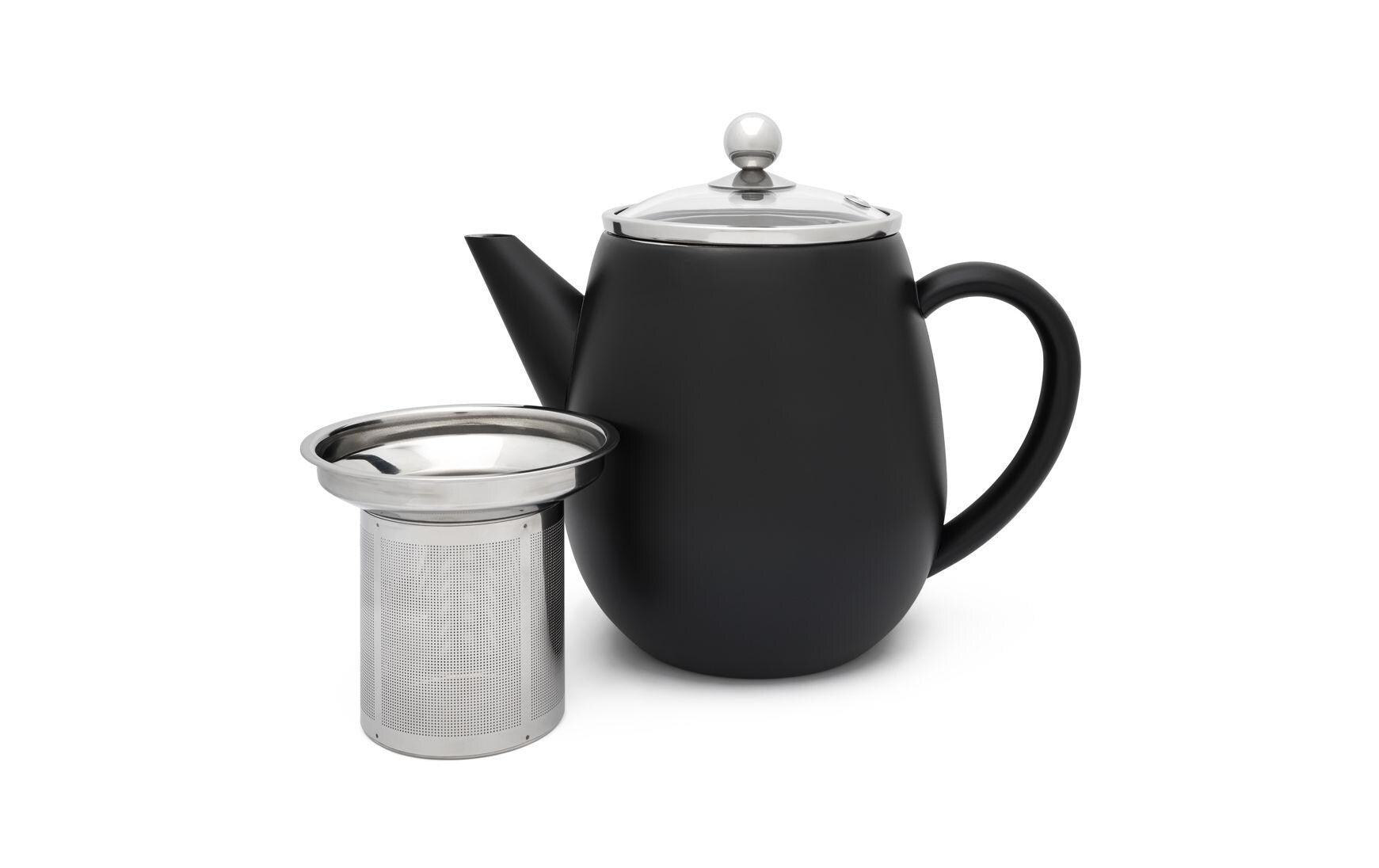 Bredemeijer Teekanne – 1,1 l, Glas/Edelstahl, Schwarz/Transparent, mit Teefilter, spülmaschinenfest