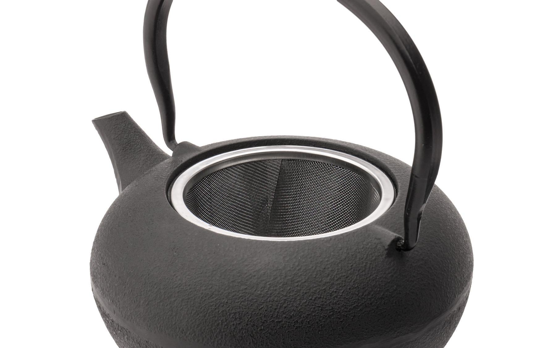 Bredemeijer Teekanne, 1,0 l, Gusseisen/Porzellan, Edelstahl-Teesieb, Schwarz/Weiss, für Induktion