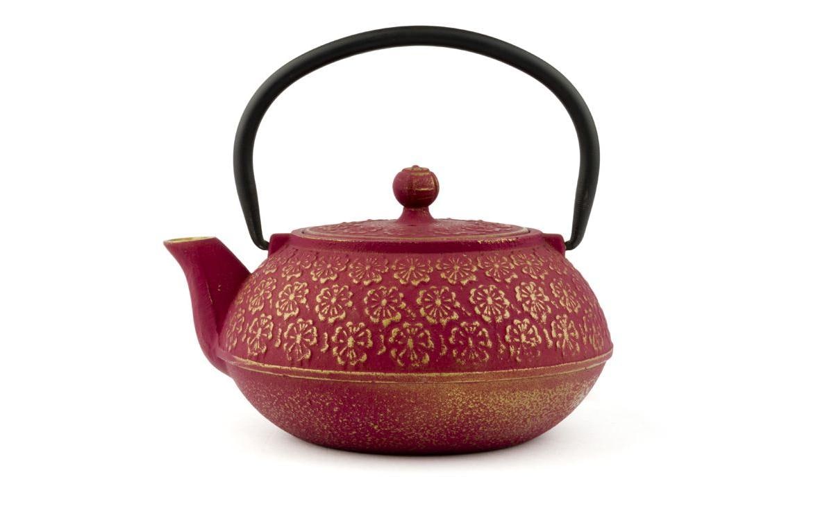 Bredemeijer Teeset Shanghai – 3-teiliges Set, 600 ml, Gusseisen, Rot, mit Edelstahlfilter, für Induktion