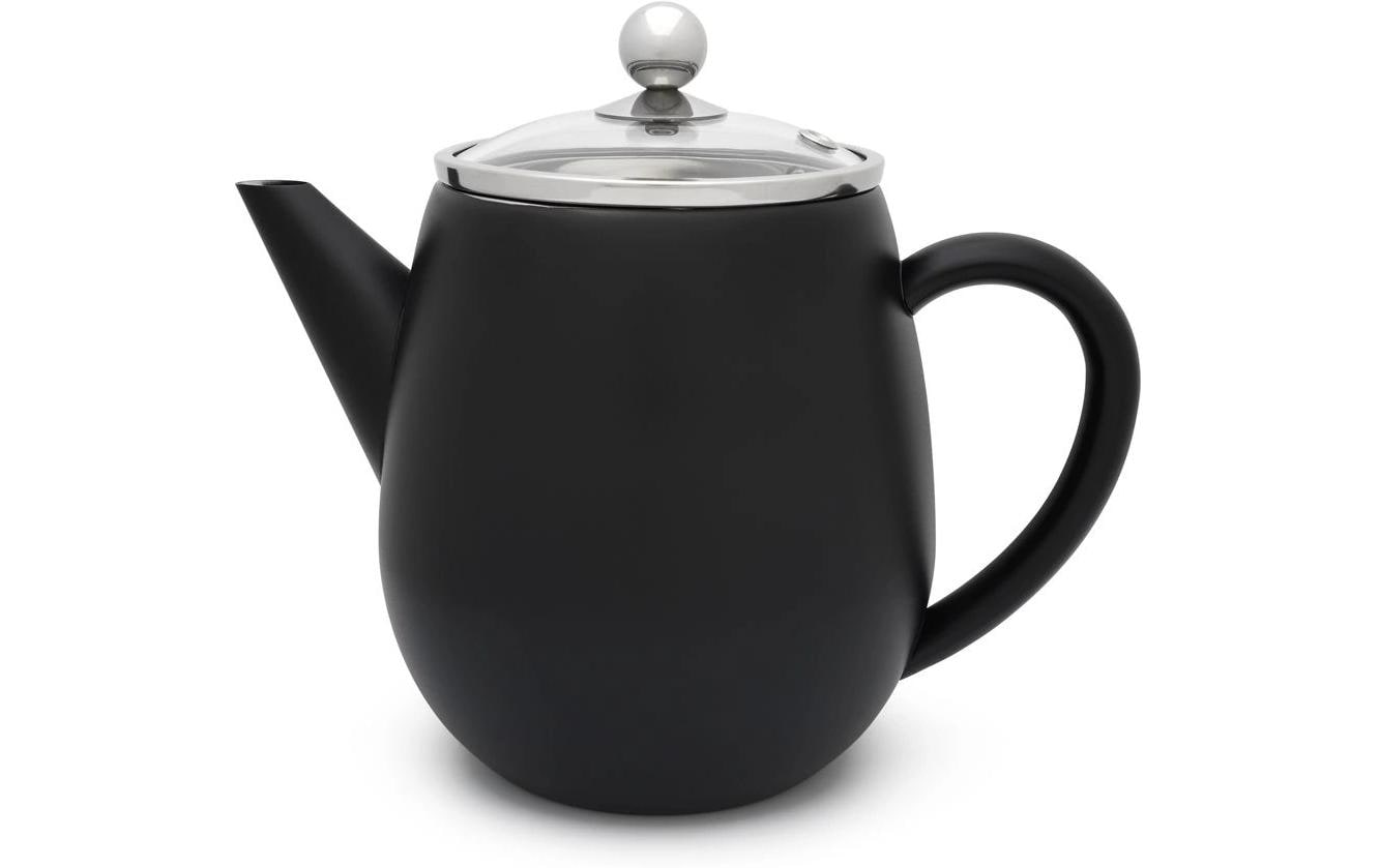 Bredemeijer Teekanne – 1,1 l, Glas/Edelstahl, Schwarz/Transparent, mit Teefilter, spülmaschinenfest