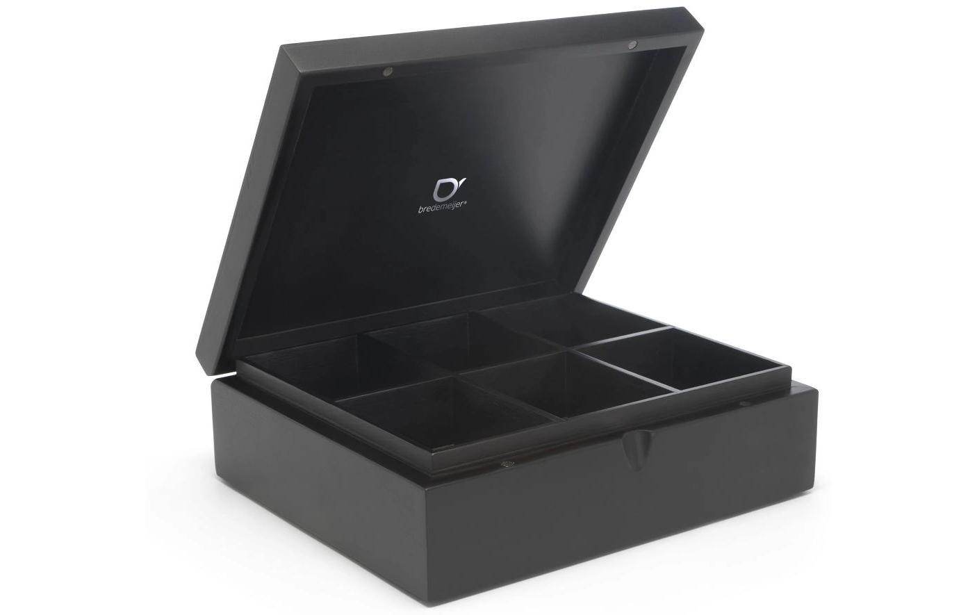 Bredemeijer Teebeutelbox Bambus, 6 Fächer, 17,9 × 7,5 × 21,8 cm, Schwarz